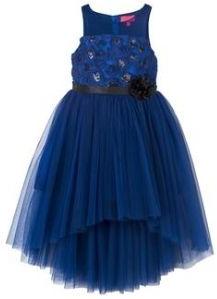 Blue Ribbon Roses Girls party Dress, new design baby girls dress, Frock