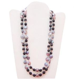 GREY PEARL 925 STERLING SILVER HANDMADE BEADED NECKLACE