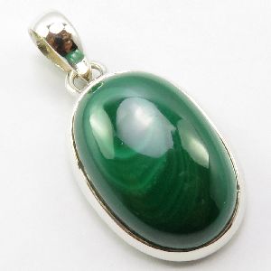 NATURAL OVAL MALACHITE PENDANT FOR NECKLACE