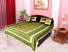 Ethnic Silk Floral Embroidered Bed Cover