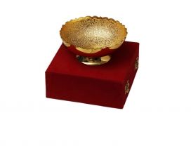 BRASS SILVER AND GOLD PLATED BOWL