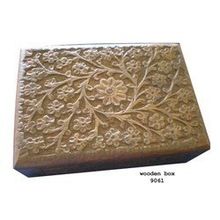 Natural hand carved antique wooden box