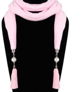 Pink Modern Tassel Jewellery Scarf