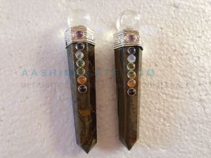 TIGER EYE CHAKRA WAND WITH CRYSTAL BALL