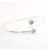 Tiny Round White Chalcedony Silver Plated Adjustable Bangle