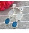 White Light Blue Natural Agate Druzy Silver Plated Earring