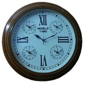 World Timer Wooden Wall Clock