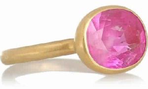 Silver Single Pink Tourmaline Ring