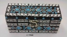 Wooden Box With Turquoise Work