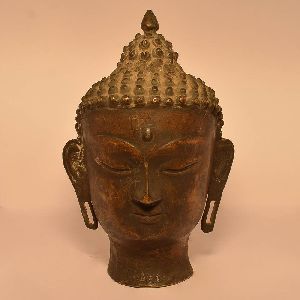Lord Buddha Face Brass Statue
