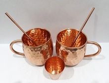 COPPER HAMMERED MUG WITH STRAWS