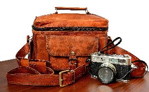 Genuine Leather Vintage Brown DSLR/SLR Camera Bag Case