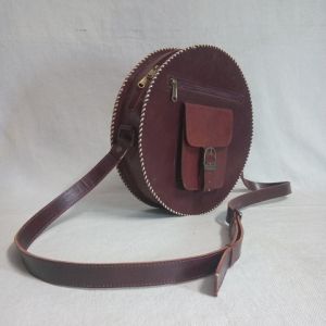 Handmade Round Leather Shoulder Bag