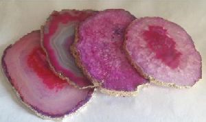 Pink Salted Agate Coaster Set