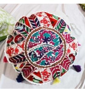 White Round Cushion Cover