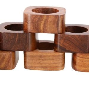 Wood Napkin Ring Set