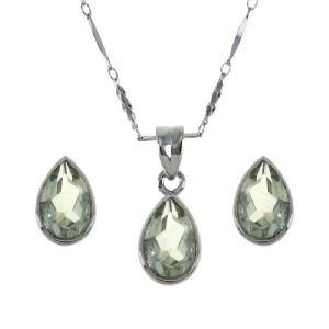 Zircon Gemstone Jewelry Set Pendant Earrings