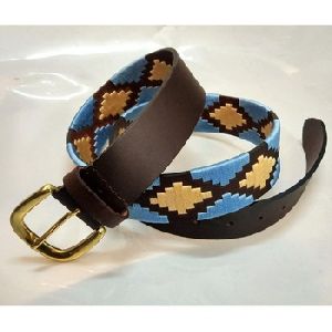 Unisex Western Leather Handmade Thread Polo Belt