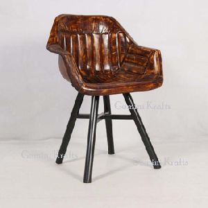 Vintage Industrial Iron Leather Seat Chair, Dinning Restaurant Chair