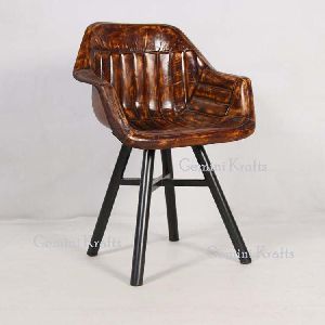 Vintage Industrial Iron Leather Seat Chair