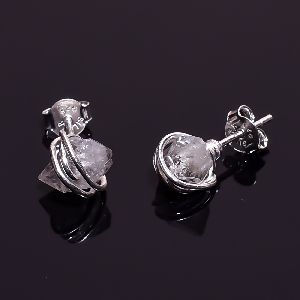 Raw Herkimer Diamond Stud Earrings