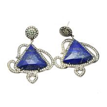 925 Sterling Silver With Lapis Stone FIne Silver Earring