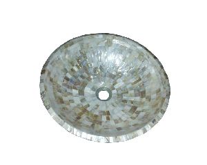 White Mother Of Pearl Rounded Wash Basin