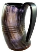 Hand Carving Drinking Horn Mug Tankard