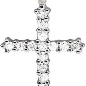 Cross Pendant with Real Round Diamond Studded Without Chain