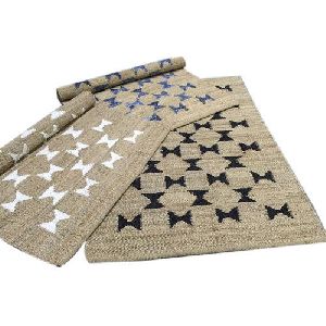 Rectangular Jute Leather Carpet