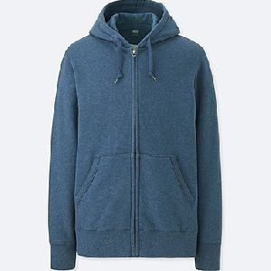 Mens Zipper Blue Hoodie Jacket