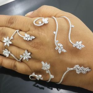 Unique Marquise Studded Amazing Palm Bracelet Ring Set