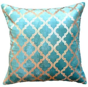 Teal Gold Foil Chenille Pillow