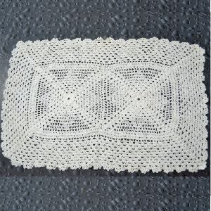 White Crocheted Cotton Rectangular Centerpiece