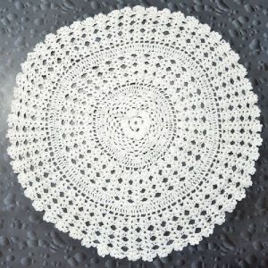 White Crocheted Cotton Round Centerpiece