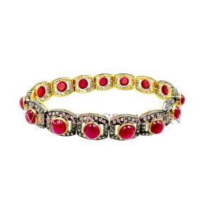 14k gold 925 sterling silver ruby gemstone bracelet