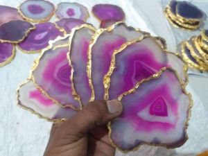 agate coaster pink