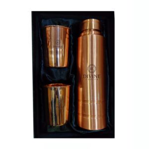 King Copper Water Bottle with 2 Glass