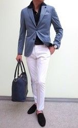 Mens Linen Blue Slim Fit Blazer