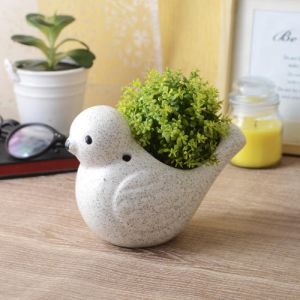 Dotted White Ceramic Small Sparrow Pot Planter