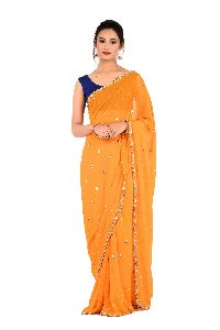 Yellow Embroidered Georgette Saree