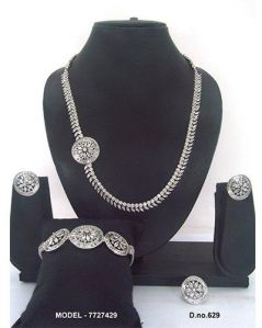 Silver Plated American Diamond Jewellery Set