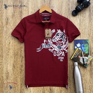 Mens Maroon Polo T-Shirt