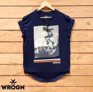 Navy Blue Half Sleeve Round Neck T-Shirt