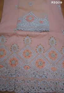 Raw Silk Embroidered George Fabric