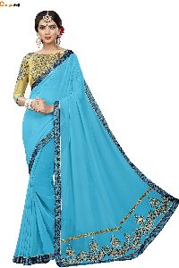 Sky Blue Georgette Saree