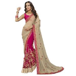 Chanderi Embroidered Wedding Saree