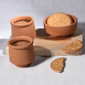 Pillar Type Kullad (Set Of 25 Kullads & 5 Bowls )
