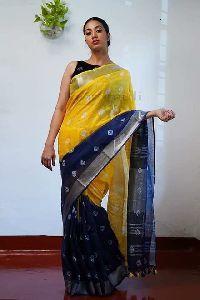 Pure Linen print Saree