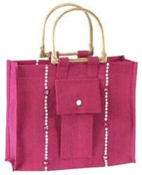 Pink Plain Jute Gift Bags